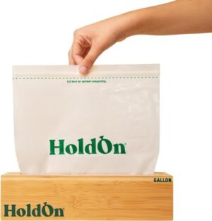 HoldOn Bamboo Gallon Bag Holder - Bamboo, Simple, Individual Organizer, Extra Thick - Food Storage Bag Holder, Space Saving, Renewable Material, Clutter Free