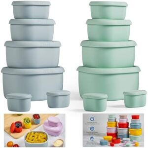 ISSEVE 12Pcs/Set Nesting Silicone Food Storage Containers with Lids, BPA Free Reusable Meal Prep Silicone Containers Airtight, Freezer Dishwasher Safe (33.8oz, 20oz, 10oz, 6.7oz, 1.3oz)