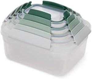 Joseph Joseph Nest Lock, 5 Piece Plastic Food Storage Container set with lids, Leak Proof, Airtight, Space Saving, Kitchen Storage - Sage Green