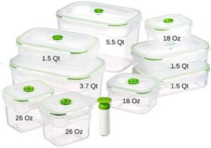 Lasting Freshness 19 Piece Vacuum Seal Food Storage Container Set, Rectangle