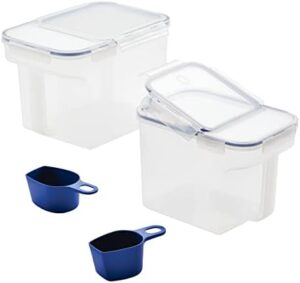 LocknLock Easy Essentials Container and Scoop Food Storage Bin Set, BPA-Free/Dishwasher Safe, 4 Piece, Clear