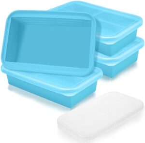 Maxcheck 4 Pack Large Silicone Soup Freezer Containers with Lid 6 Cup Silicone Freezer Trays Reusable Food Storage Freezing Containers For Soup,Pasta Sauce,Leftovers,Meal Prep(Blue)