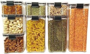 Moksha LifeStyle Airtight food storage containers, kitchen canisters for kitchen counter, pantry organizers and storage, kitchen organizers and storage- 8Pc