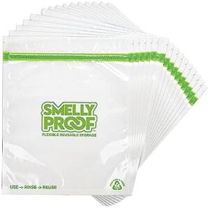 Reusable Storage Bags for Food by Smelly Proof Bags - MADE IN USA, Easy Clean, Dishwasher-Safe, PEVA & BPA FREE, XL 3-mil Thick Bags, Extra Large Clear FLAT 10.5" x 12" GALLON 15-Pack