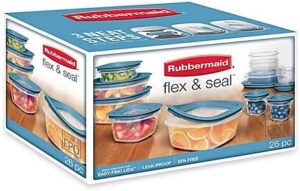 Rubbermaid 26 Piece Flex & Seal with Leak Proof Lids, Easy to find, snaps right on to the bases, Blue