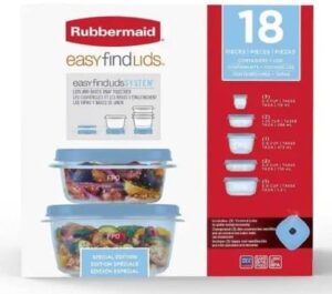 Rubbermaid Easy Find Lids Food Storage-Containers, Special Edition, Ice Blue, 18-Piece Set