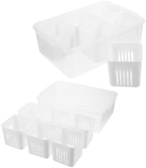 TIDTALEO 2 Sets Pantry Organizer Storage Kitchen Garlic Keeper Fruit Containers Clear Fridge Storage Bins Garlic Storage Salad Fruit Container for Fridge Travel Pp Food White Meal