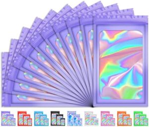 TIFICAL 100 PCS Holographic Bags for Lashes, Press On Nails, Candy, Small Baggies Sample Bag Smell Proof Packaging Bags for Jewelry, Resealable Bags for Small Business, Food Storage Bags