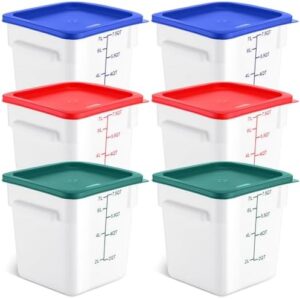 Wenqik 6 Pieces 7.5 Quart Commercial Food Storage Containers with Lid Square Food Storage Containers with Lids Space Saving Clear Brining Container for Kitchen Restaurant Freezer Flour Sugar