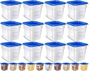 Yungyan 12 Pcs 4 Qt Commercial Food Storage Containers with Lids Restaurant Square Airtight Food Storage Containers Clear Cereal Storage Containers for Pantry Kitchen, Freezer and Dishwasher Safe